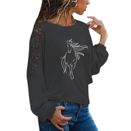 Adorable Long Sleeve Horse Girl Shirt
