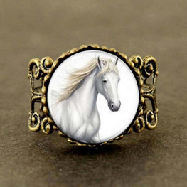 Brass Glass Dome Horsey Ring