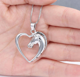 Hollow Heart Horse Pendant Necklace