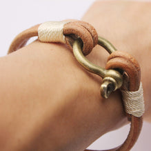 Rustic Leather Horseshoe Bracelet