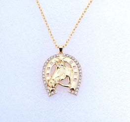 Crystal Horse Head and Hoof Necklace
