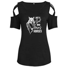 Girl Who Loves Horses Bandage Off Shoulder Shirt