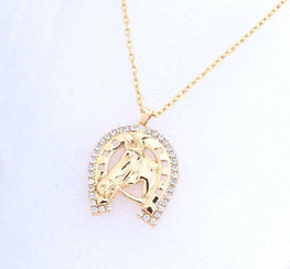 Crystal Horse Head and Hoof Necklace