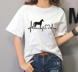 Horse Heartbeat Line Women T Shirt