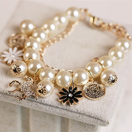 Crystal and Pearl Horse Bracelet