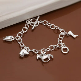 Silver Exquisite Horse Charm Bracelet